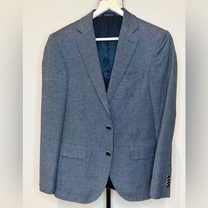 NWOT Rodd & Gunn Cotton/Linen Italian Woven Blazer Navy Check Sports Fit Mens XS